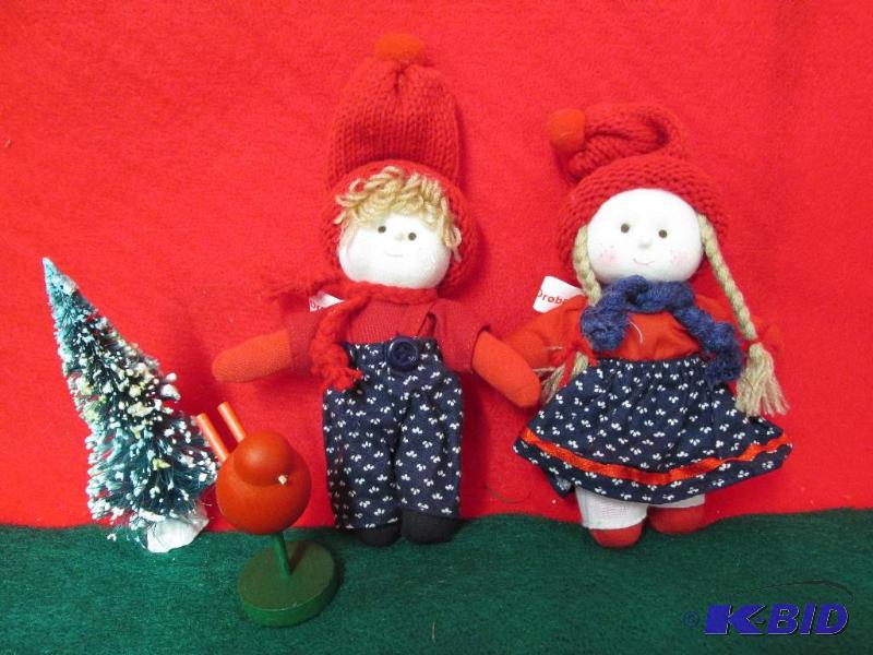 Two Vintage Dolls and Bird from Norway and a Tree from Norway also.
