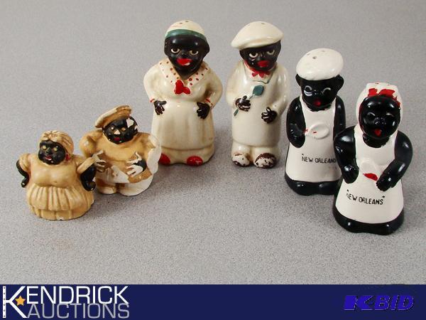 lot 101 image: 3 Sets of Vintage Black Americana Themed Salt and Pepper Shakers