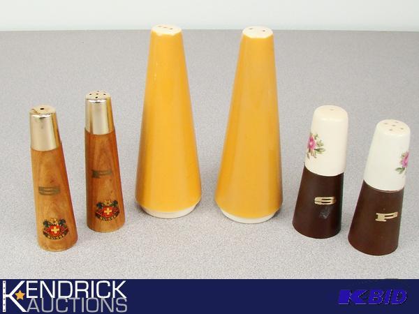 lot 111 image: 3 Sets of Vintage Deco Themed Salt and Pepper Shakers