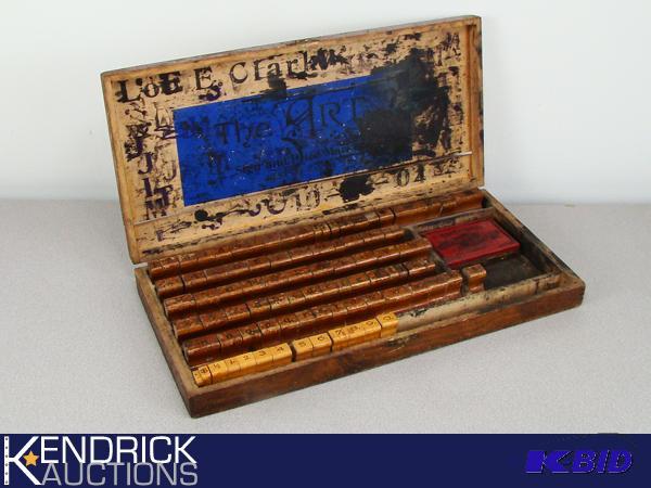 lot 12 image: Complete Antique Rubber Type Set in Wood Case