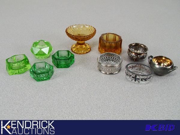 lot 134 image: 10 Antique Metal and Crystal Depression Glass Salts