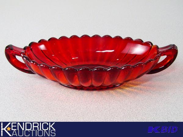 lot 137 image: RedOrange Depression Glass Candy Dish