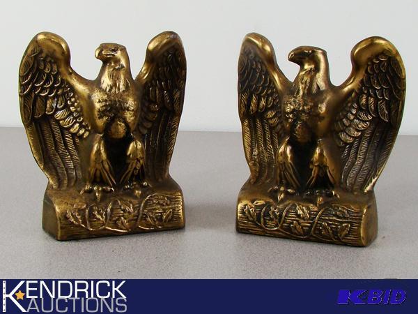 lot 156 image: Solid Brass Eagle Bookends