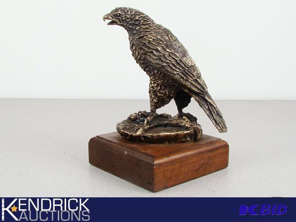 lot 158 image: Signed Solid Brass Eagle Statue