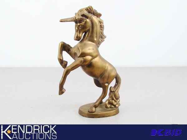 lot 159 image: Solid Brass Unicorn Statue