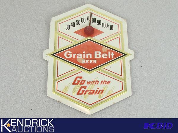 lot 16 image: Vintage Grain Belt Beer Wall Hanging Thermometer