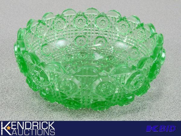 lot 167 image: Green Crystal Depression Glass Dish