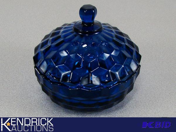 lot 179 image: Cobalt Blue Covered Depression Glass Candy Dish