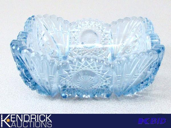 lot 185 image: Blue Cut Crystal Depression Glass Candy Dish