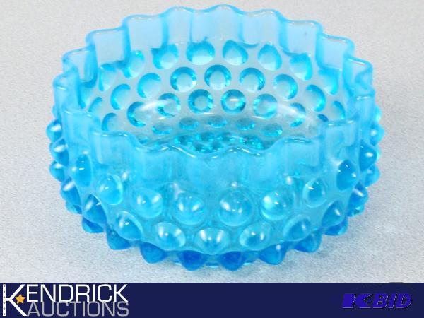 lot 186 image: Light Blue Opalescent Rimmed Hobnail Depression Glass Candy Dish
