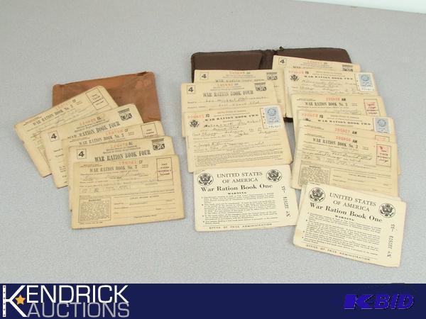 lot 33 image: Vintage 1940s War Ration Books, and Ration Stamps