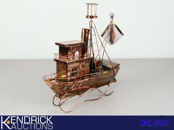 lot 37 image: Copper Fishing Boat Music Box