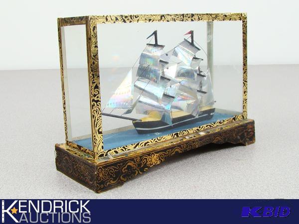 lot 38 image: Encased Miniature Sailing Ship