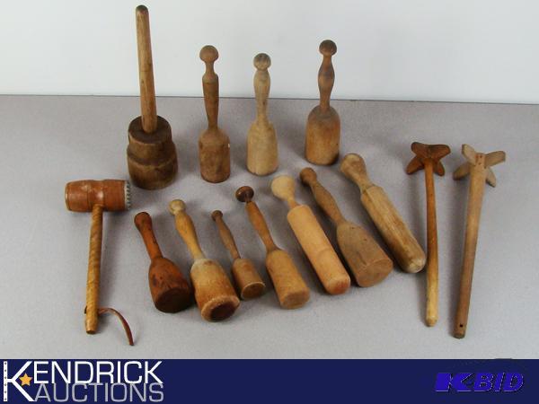lot 65 image: Large Lot of Antique Wooden CookingBaking Tools