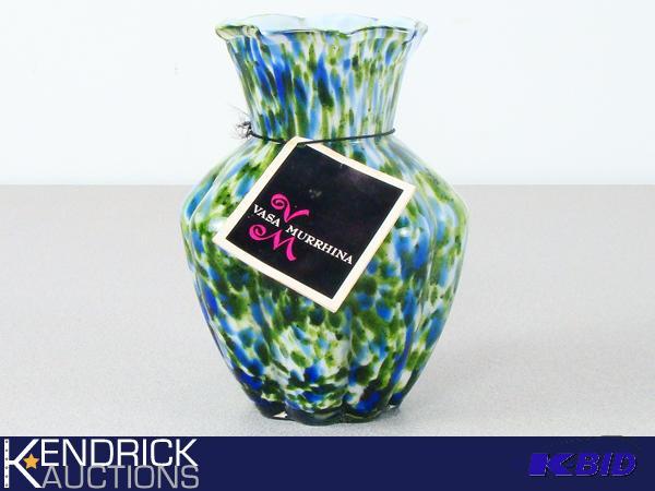 lot 85 image: Vintage Fenton Vasa Murrhina Green and Blue Aventurine