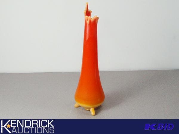 lot 90 image: Blown Art Glass Orange Footed Vase