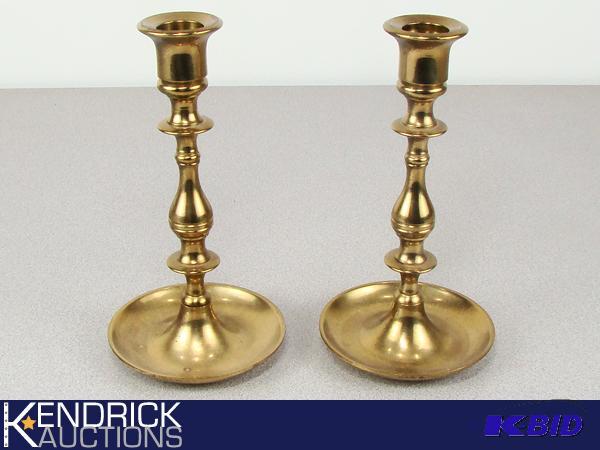 lot 94 image: 2 Solid Brass Candle Holders