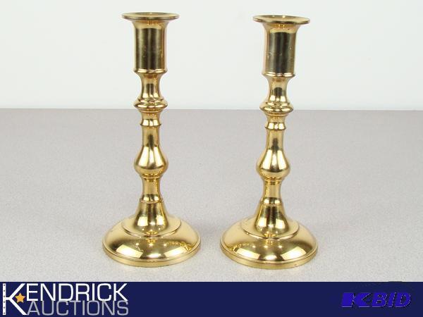 lot 95 image: 2 Solid Brass Candle Holders