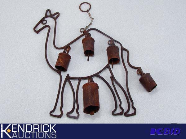 lot 96 image: Vintage Hanging Metal Camel with Bells