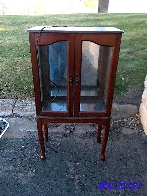Small Mirror Back Lighted Curio&nbspCabinet...