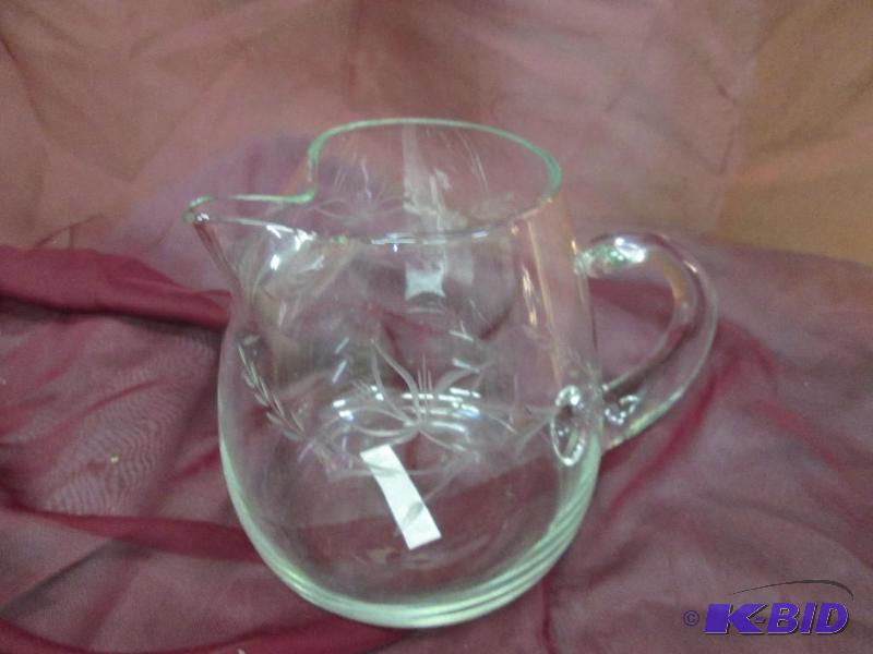 lot 133 image: Etched crystal water pitcher...