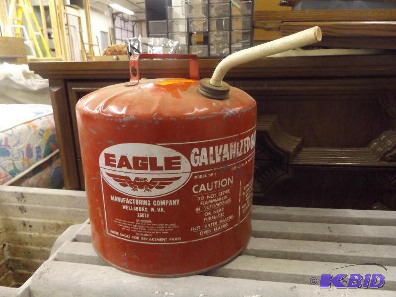 lot 284 image: Galvanized 5 gallon Gas Can...