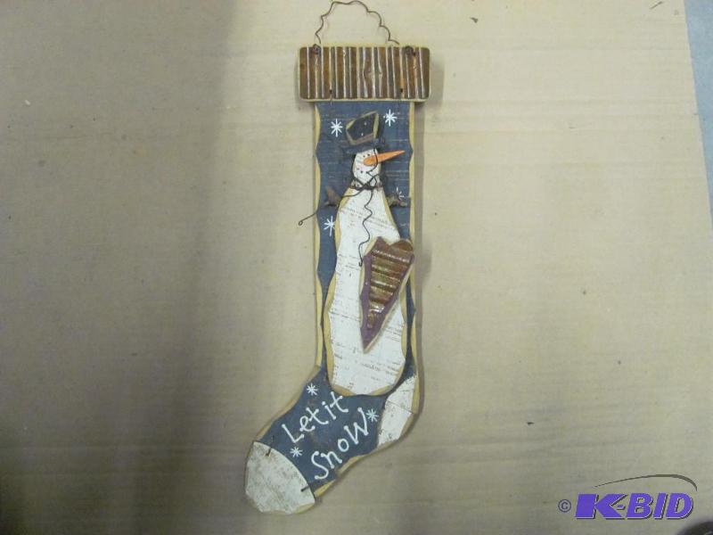 lot 127 image: Wooden &quotLet it Snow" Hanging Plaque...