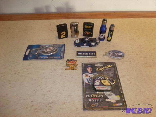 Rusty Wallace cigarette lighters and lighter covers and keychains.