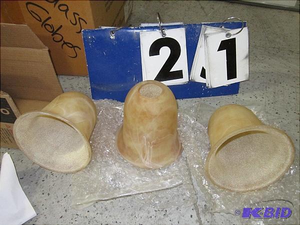 Lot of 10 total large glass shades. Tan. New....