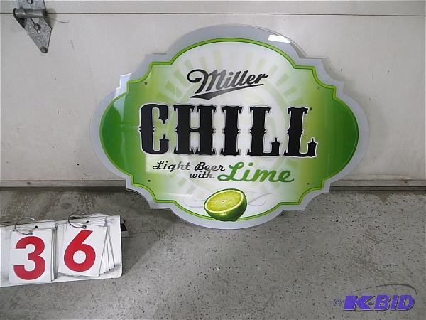 Miller Chill Light Beer with Lime Sign. 22&qu...