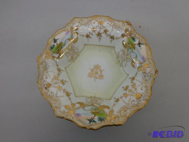 Hand Painted China Bowl Hand Painted wGold A...