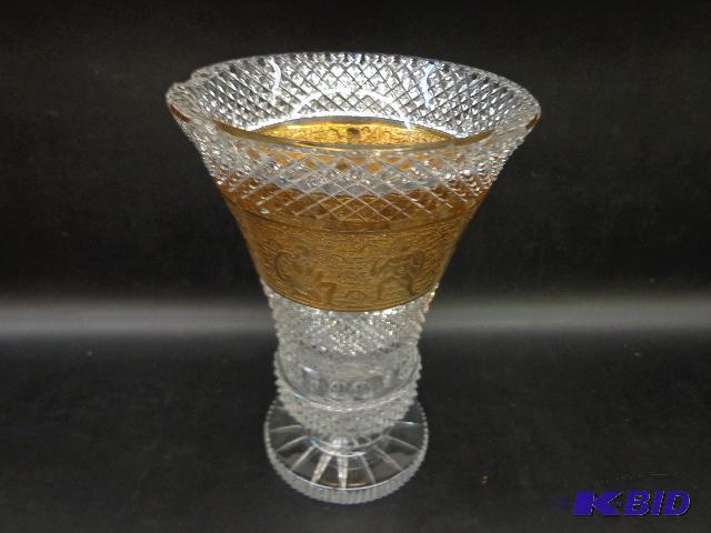 Stunning Crystal Vase Gilded Cut Lead Crystal...
