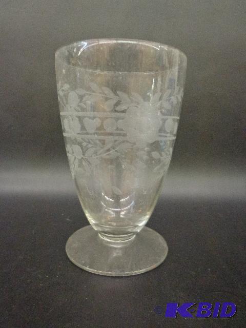 4 Goblets Possible Crystal Etched 5&quot Gob...