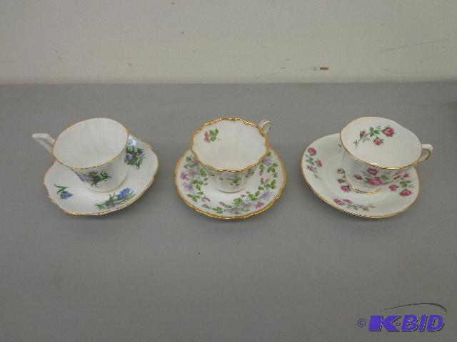 Cups &amp Saucers Bone China 3 - 3&quot Cup...