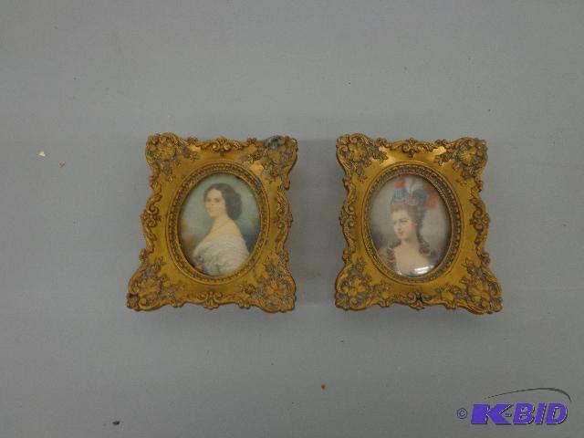 Lady Portrait Paintings Pair of 5&quot Frame...