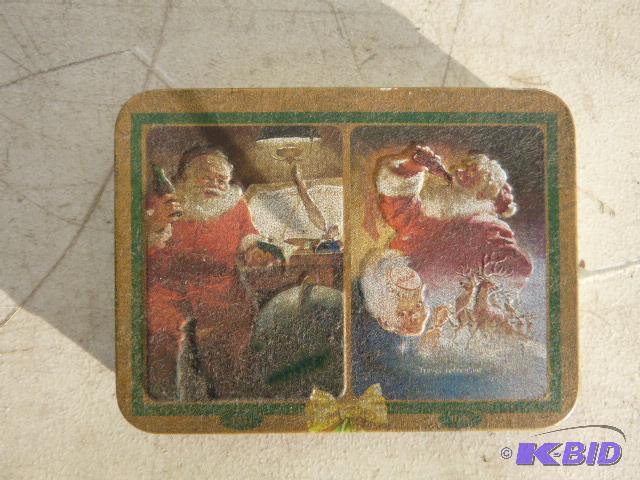 lot 114 image: Coca Cola Tin with 2 Decks of Playing Cards...