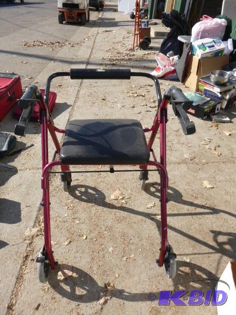 lot 160 image: Walker on Wheels with Seat and Dual Brakes...