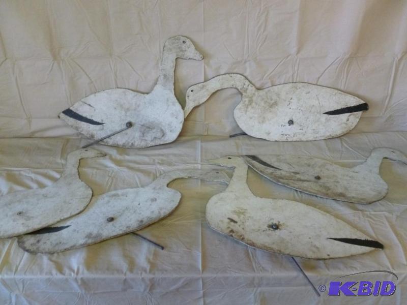 lot 11 image: Lot of six vintage wooden snow geese field de...
