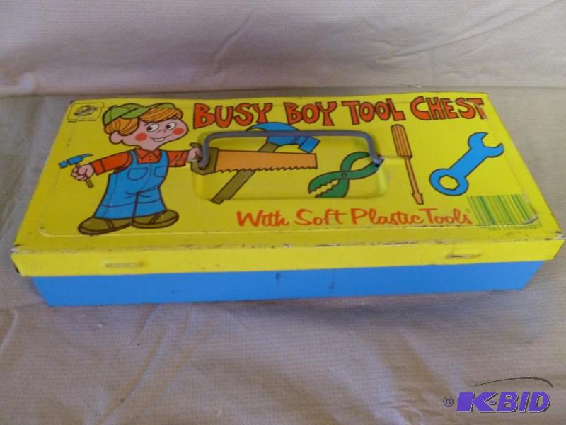 lot 158 image: Vintage Ohio Art, Metal Busy Boy Tool Chest....