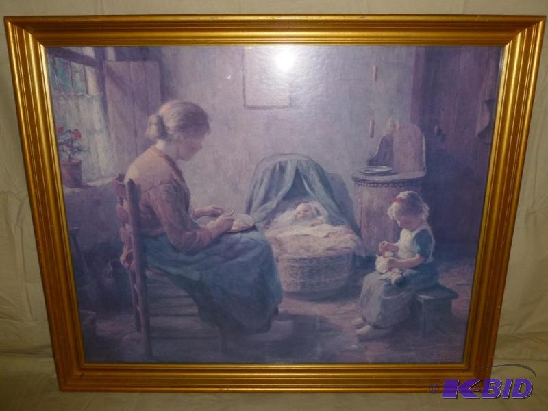 lot 188 image: Large wood framed picture that measures 24&qu...