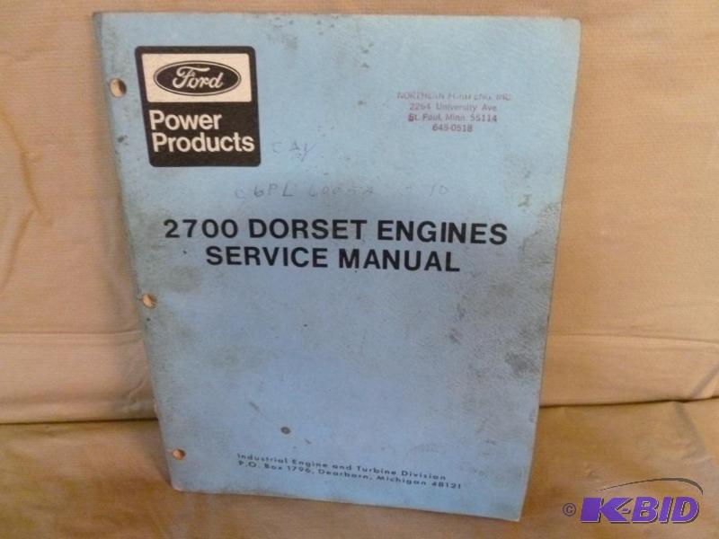 lot 212 image: Vintage Ford 2700 Dorset Engines Service Manu...