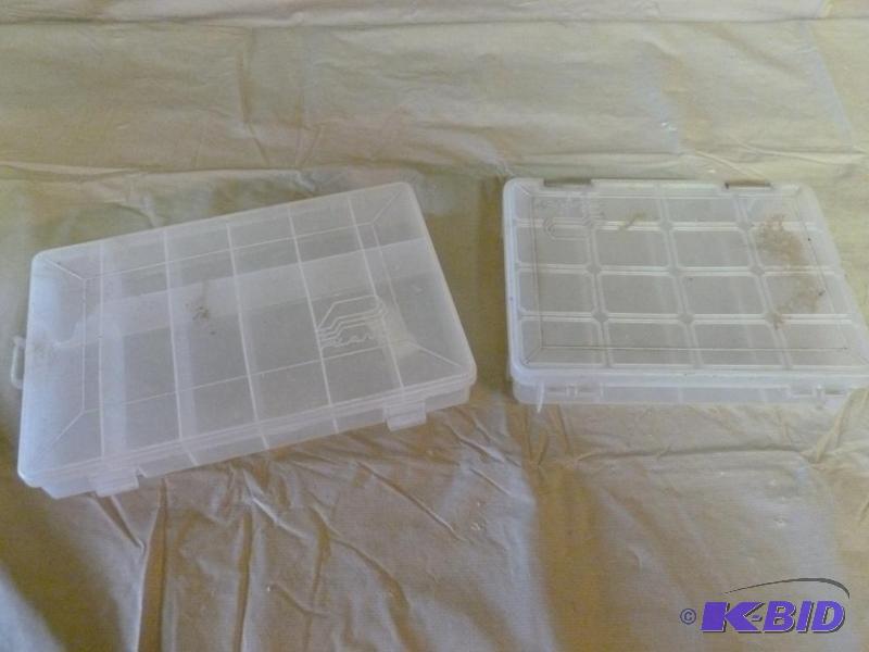 lot 216 image: Lot of two Plano plastic bait boxes....