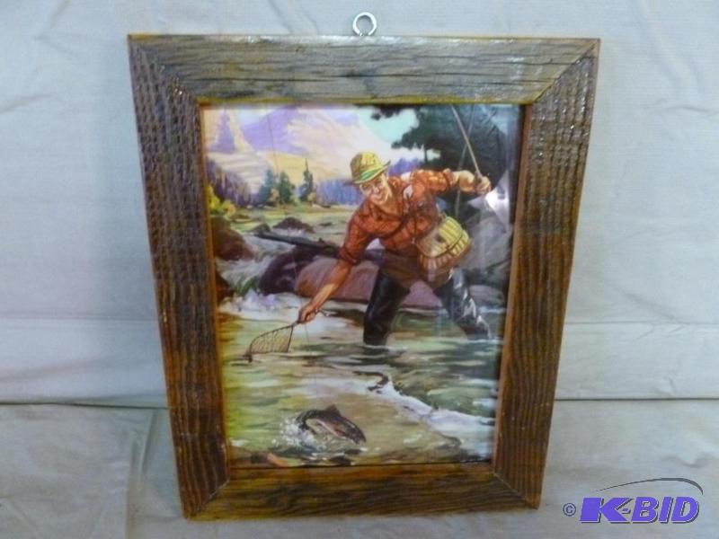 lot 225 image: Vintage wood framed picture that measures&nbs...