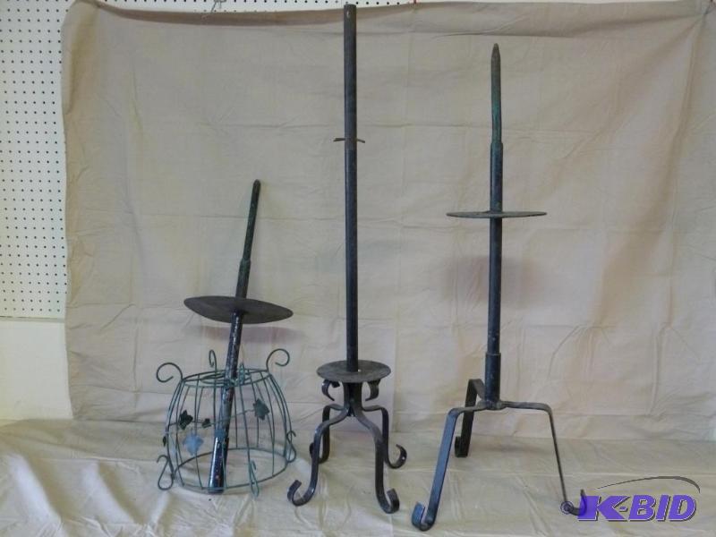 lot 227 image: Lot of three large wrought iron and metal out...