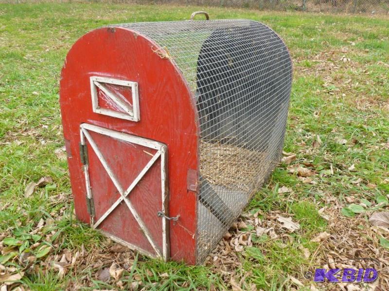 lot 228 image: Large barn themed chicken cage that measures ...
