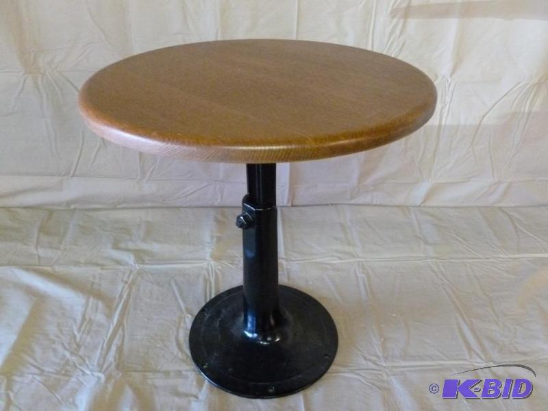 lot 35 image: Beautiful solid oak and cast iron base end ta...