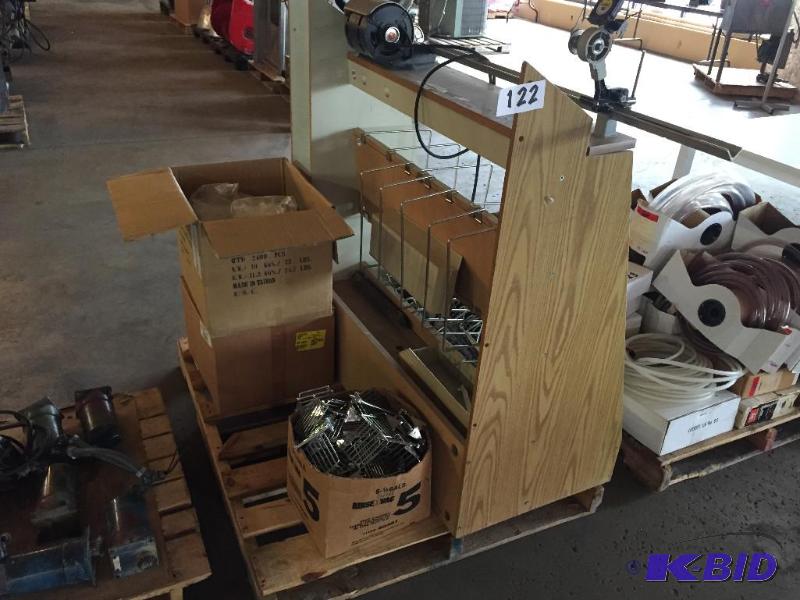 lot 122 image: Pallet lot of misc including metal shelves  ...