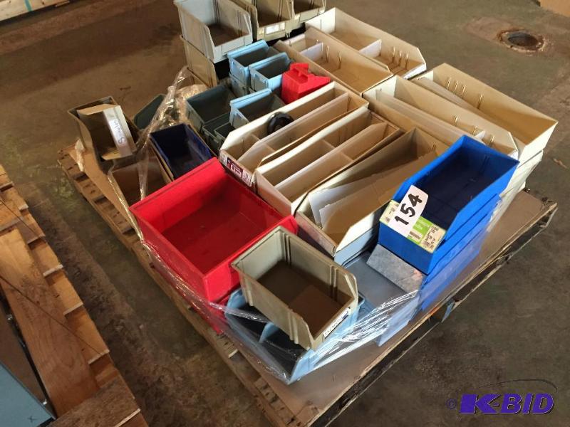 lot 154 image: Pallet lot of misc plastic parts bins....