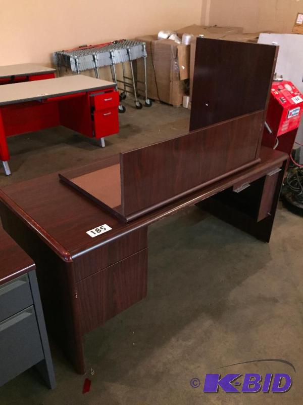 lot 185 image: Wooden corner desk unit....