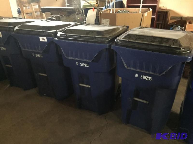 lot 24 image: Lot of 3 95 gallon trash cans....